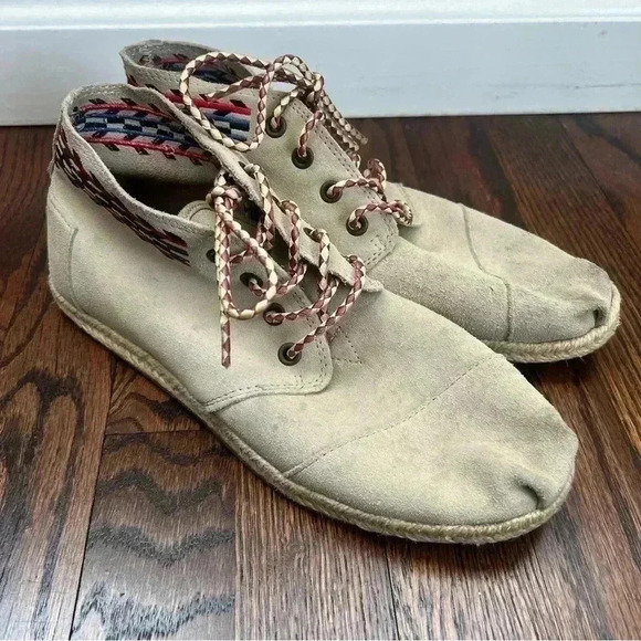 Tom's Alarco Suede Leather Desert Bootie Shoes Aztec Sneakers Women Sz 8 Lace Up - Picture 13 of 15